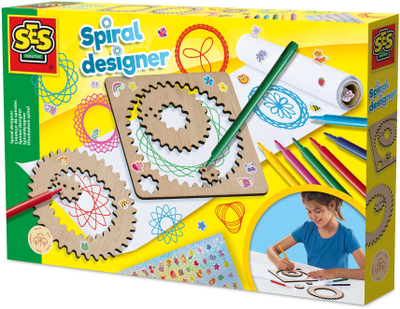 Lodër kreative druri Spiral Designer, set vizatimi spirale, mbi 40 modele, shumëngjyrëshe