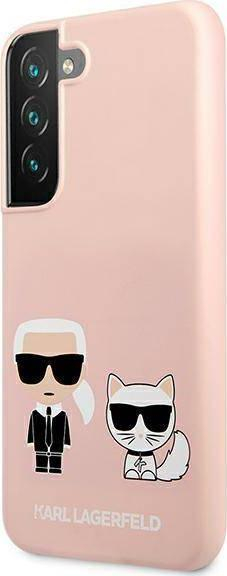 Kapak telefoni Karl Lagerfeld Silicone Iconic Karl &amp; Choupette, për Samsung Galaxy S22 Plus, rozë e çelët