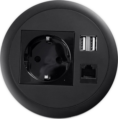 Prizë tavoline Spacetronik Ergoline SPS-R1D4B, 1x230V, 2xUSB RJ45, e zezë