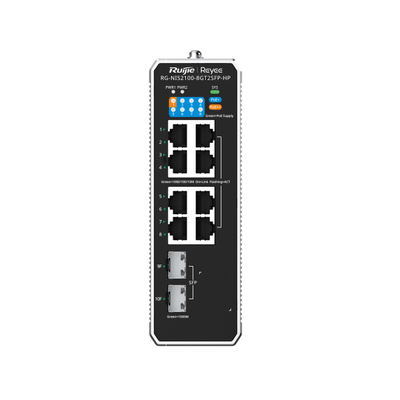 Switch industrial PoE Reyee RG-NIS2100-8GT2SFP-HP, 8 porta Gigabit, 2 porta SFP, i zi