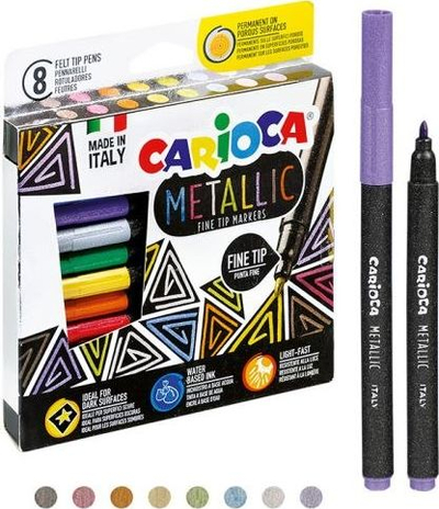 Stilolapsa me majë fibre Carioca Metallic, set 8 ngjyra