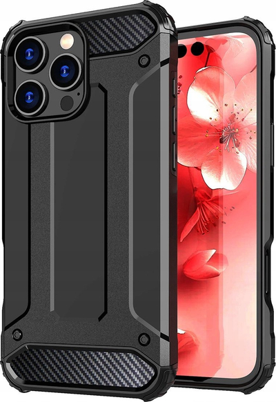 Mbulesë mbrojtëse Hybrid Armor për iPhone 16 Pro Max, që s’e ha goditja, e zezë