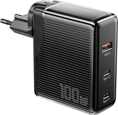 Karikues muri Essager ECT2CA-ZXB01-Z, GaN, 100W, USB-C USB-A, i zi