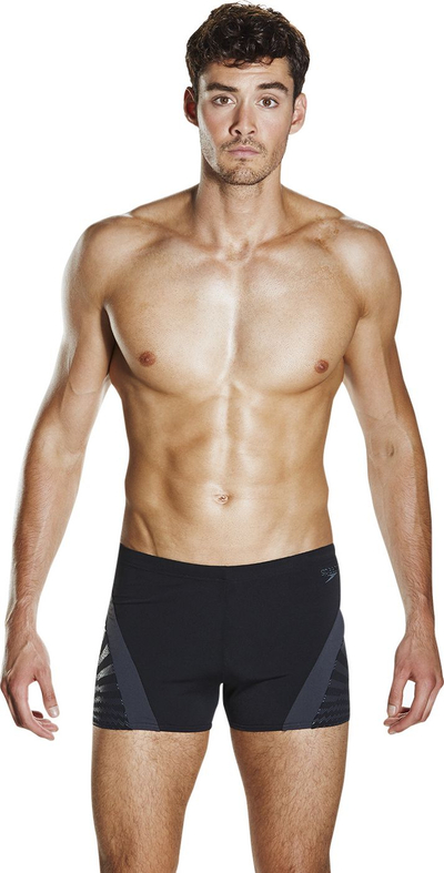 Rroba banjo Speedo Chevron Splice Aquashort, nr. 34, të zeza/hirta