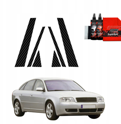 Film mbrojtës shtyllash GrizzGlass BodyShield, Audi A6 C5 Sedan 1997-2004, karbon i zi