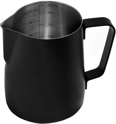 Чаша за шлаг од млеко без марка, 330 ml, со мерна скала, црна