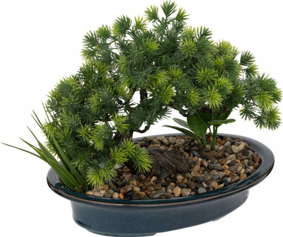 Bonsai artificial Atmosphera Jiling, vazo qeramike, 26cm, blu