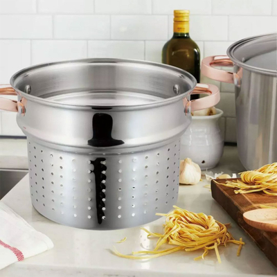 Tenxhere për makarona Klausberg KB 7739, 24 cm, 7 L, për induksion, inox argjend me rozë gold