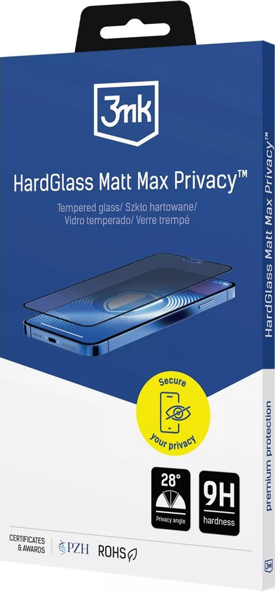 Mbrojtës ekrani 3mk HardGlass Matt Max Privacy për iPhone 16 Pro Max, xham i forcuar, efekt privatësie