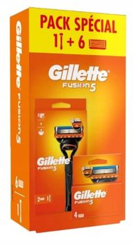 Set brisk rroje Gillette Fusion5, 1 dorezë, 6 koka zëvendësuese, portokalli