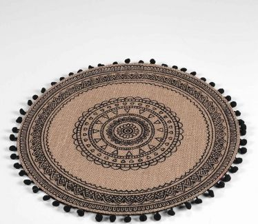 Set naperonash Douceur d’intérieur Renata, rrumbullak 38cm, set me 4 copa, bezhë me të zeza