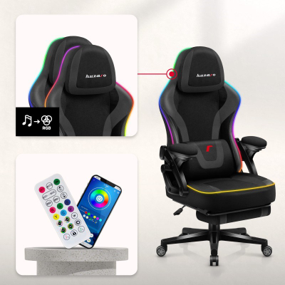 Гејминг столица Force 4.6 RGB, мрежеста, ергономска, црна