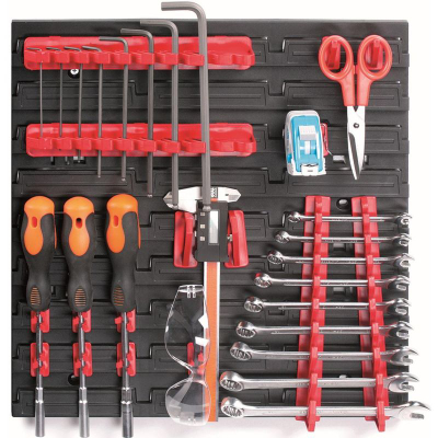 Set mbajtësesh paneli veglash Kistenberg Bineer Hooks, 20 copë, plastikë, i kuq