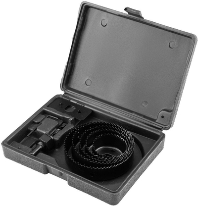 Set sharra rrethore për dru, 51 102 mm, 8 copë, në kuti plastike, i zi