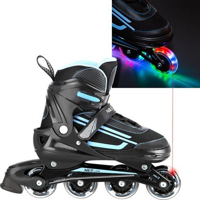 Patina inline NILS NJ19803A LED, rrota me drita, të zeza me blu
