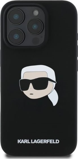 Mbulesë telefoni Karl Lagerfeld Karl Head MagSafe, silikon, për iPhone 16 Pro Max, e zezë