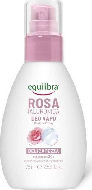 Deodorant spray Equilibra Rosa Ialuronica, 24 orë, 75 ml, i bardhë