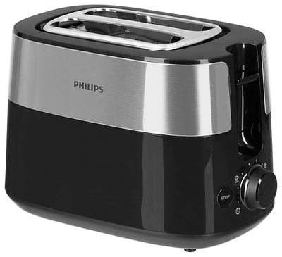 Toaster Philips HD2516/90, 2 vende, 8 nivele thekjeje, i zi