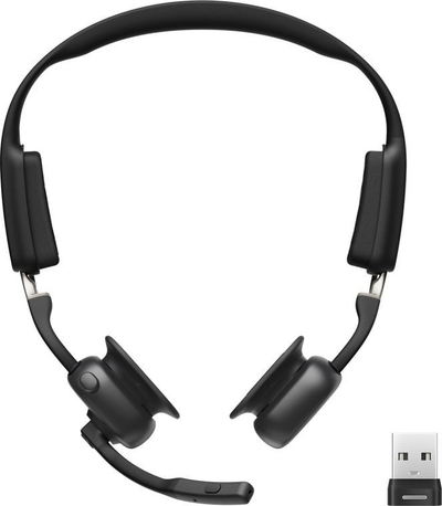 Безжични слушалки Shokz OpenMeet UC, Bluetooth, со микрофон со поништување на бучава, црни