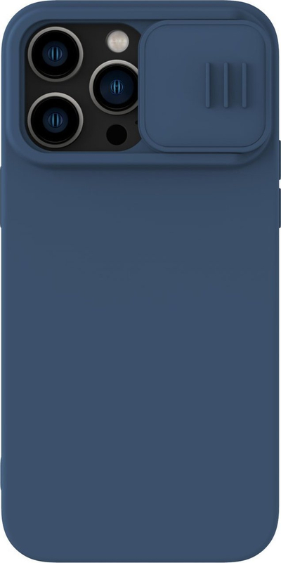 Kallëp telefoni Nillkin CamShield Silky Silicone, për iPhone 14 Pro Max, me kapak kamere, blu