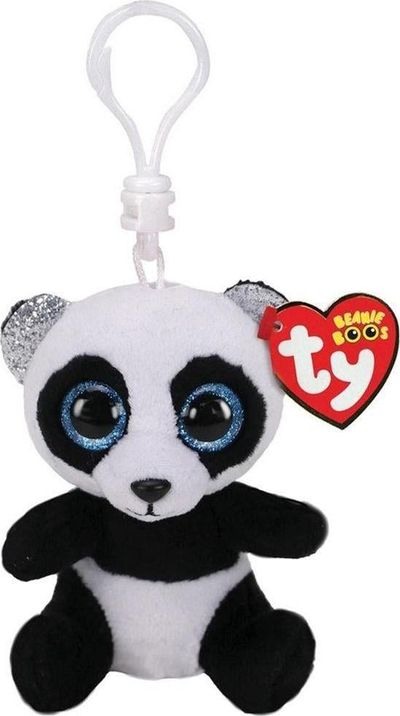 Vathë çelësash lodër pelushi Ty Beanie Boos Bamboo, panda, 8.5 cm, bardh e zi