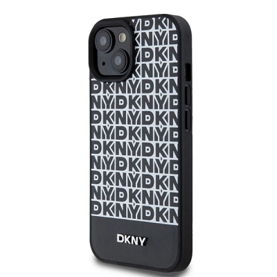 Kapak telefoni DKNY DKHMP15SPSOSPK për iPhone 15 14 13 6.1", hardcase lëkurë, MagSafe, i zi