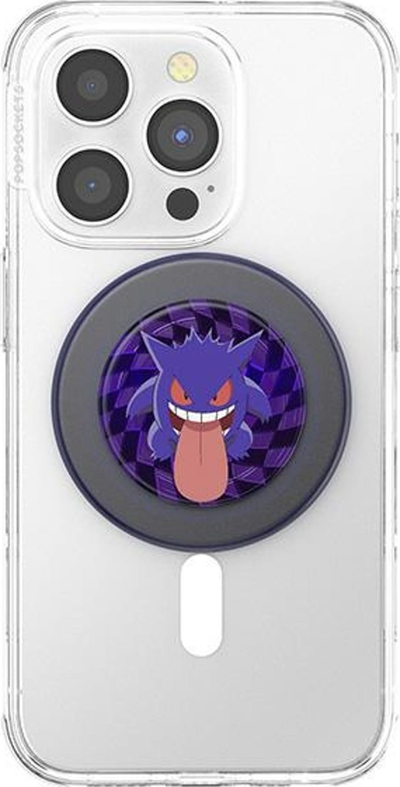 Dorezë telefoni PopSockets PopGrip MagSafe Pokemon Gengar, me unazë adapter, vjollcë