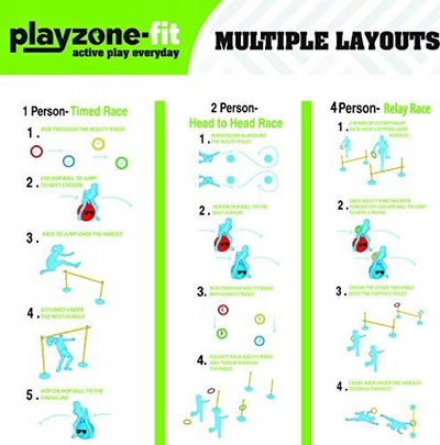 Set lojrash pengesash Playzone Fit Obstacle Race, me topa kërcyes, unaza agiliteti, shumëngjyrësh