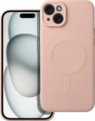 Futera silikoni MagSafe për iPhone 15 Plus, mbrojtëse, rozë