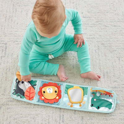 Lodër për bark Fisher-Price Newborn Tummy Time, panel loje i palosshëm, gjëra shqisore, shumëngjyrëshe