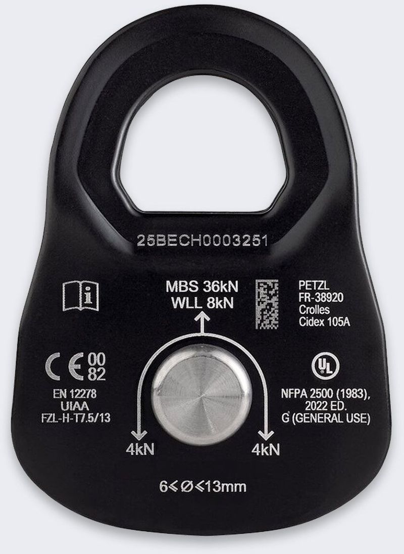 Rrotull shpëtimi Petzl Rescue M P050BA01, kapacitet 36kN, madhësi mesatare, e zezë