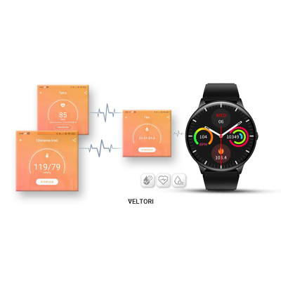 Smartwatch Veltori VT160-1, ekran 1.53", rrip silikoni i zi
