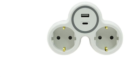Prizë elektrike PLASTROL W-72010, lidhës energjie, njëfazore, e bardhë
