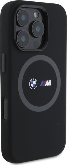 Mbulesë silikoni BMW M Series BMHMP16X23SROK për iPhone 16 Pro Max 6.9", me MagSafe, e zezë