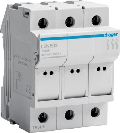 Bazë sigurice Hager LSN503, 3P, 690V, gri