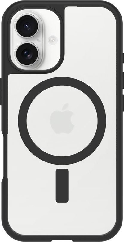 Mbulesë telefoni Otterbox React MagSafe për iPhone 16, Black Crystal, e tejdukshme