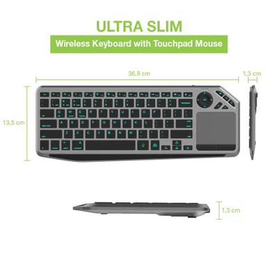 Tastierë universale Techly ICTB9801TB, RF Wireless + Bluetooth, RGB, e zezë