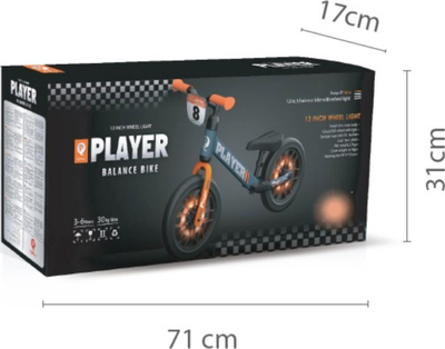 Biçikletë balancuese Qplay Player, 12", për fëmijë, portokalli