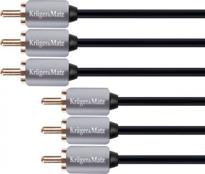 Kabllo audio-video Kruger&amp;Matz KM0307, RCA x3 në RCA x3, 1.8m, gri