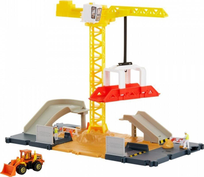 Set loje ndërtimi Matchbox Action Drivers Construction Site, pistë me vinç që lëviz, makinë 1:64, shumëngjyrësh