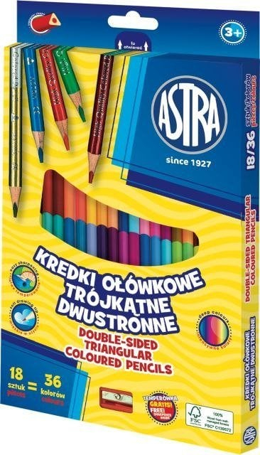 Lapsa me ngjyra Astra Triangular, dyanshme, 18 ngjyra 36 copa, me mprehëse