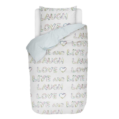Set mbulesash krevati Esprit Laugh Love Live, pambuk percale, 140 x 220 cm, shumëngjyrësh