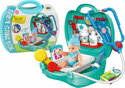 Set lojrash doktor Bowa Baby Care Box, me bebe lodër, valixhe 24.5x22x10 cm, jeshile