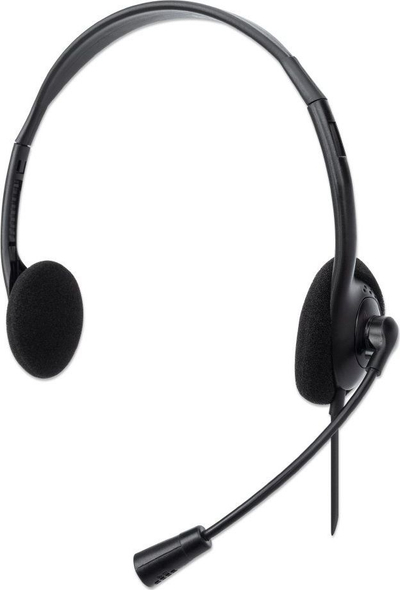 Слушалки Manhattan Stereo USB, бум микрофон, USB A поврзување, црни