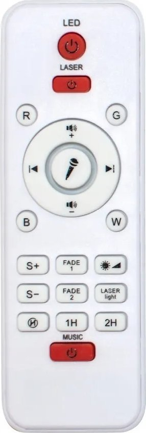 Projektor LED me yje për dhomë, me altoparlant Bluetooth, me telekomandë, i bardhë