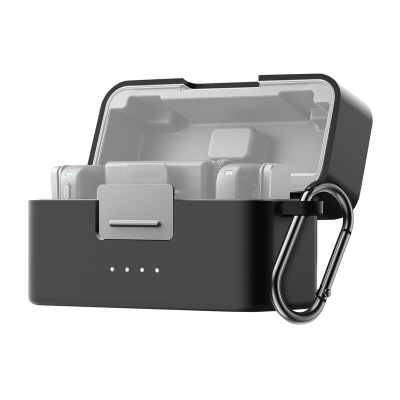 Kuti mbrojtëse Puluz PU744B për DJI Mic Mini, silikon, me karabinë, e zezë
