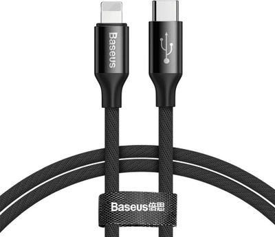 Kabllo Baseus Yiven, USB-C - Lightning 2a, 1m, e zezë