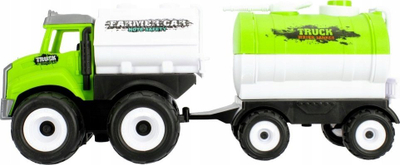 Kamion lodër Qin Yu Toys Farmer Truck, me rimorkio cisternë, për kalamaj 3+, jeshil