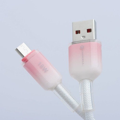 Kabllo USB Forcell F-ENERGY C351, USB A në Micro USB, 1m, 18W, e bardhë