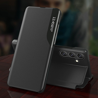 Këllf telefoni Hurtel Eco Leather View, Samsung Galaxy A54 5G, kapak libër, i zi